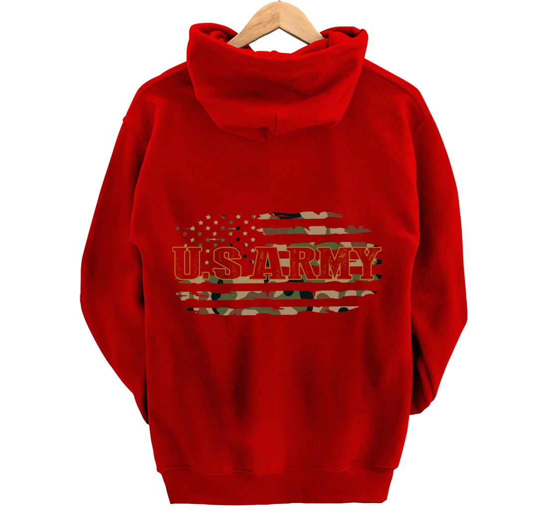 Proud U.S Army Veteran, USA Camouflage 4th of July Gifts Pullover Hoodie