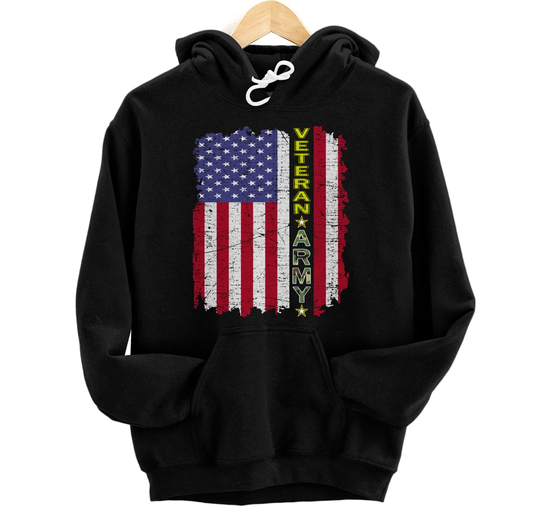 Proud Army Veteran-US Veterans Day Shirt-US Army Veteran Pullover Hoodie