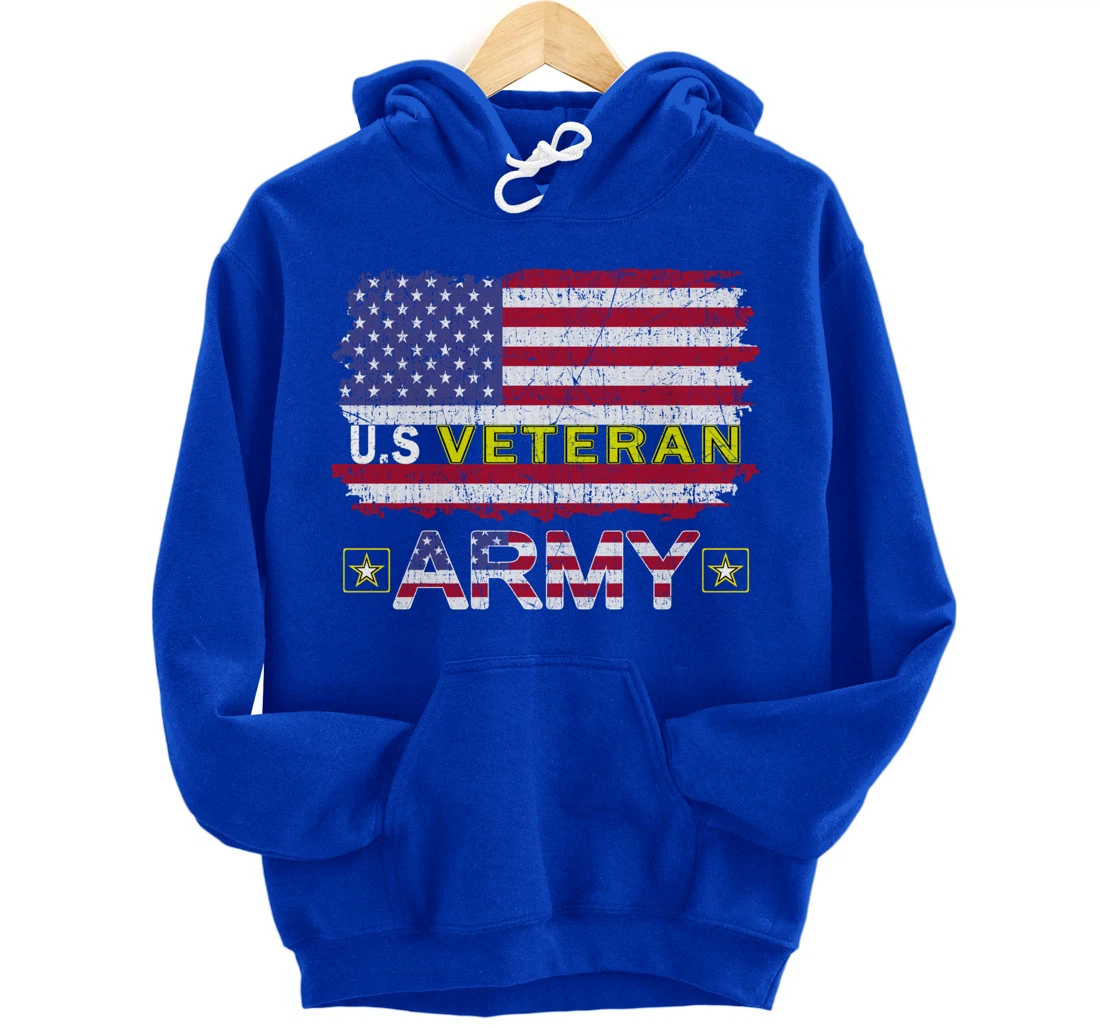 Proud Army Veteran-US Veterans Day Shirt-US Army Veteran Pullover Hoodie