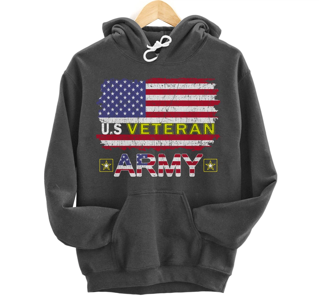 Proud Army Veteran-US Veterans Day Shirt-US Army Veteran Pullover Hoodie
