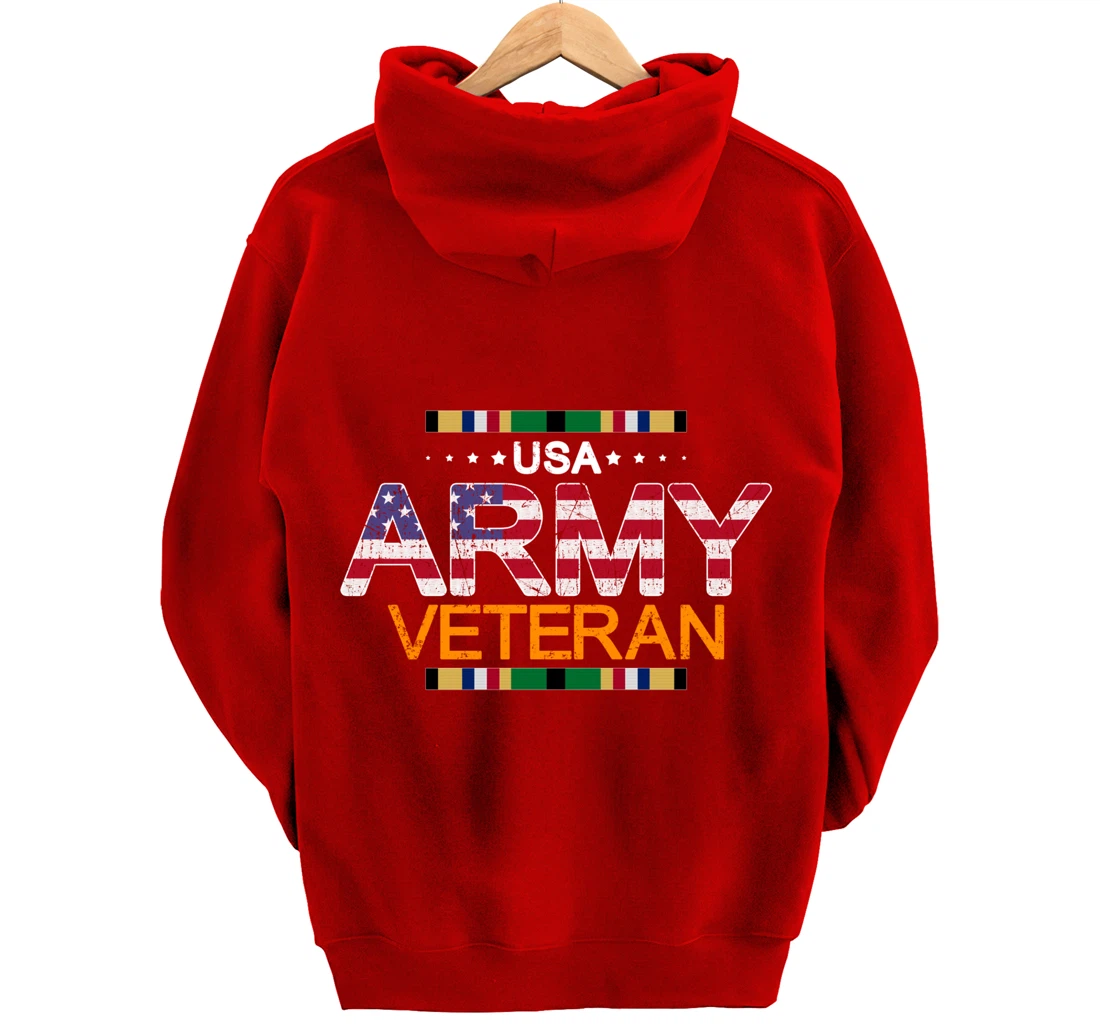 Proud Army Veteran-US Veterans Day Shirt-US Army Veteran Pullover Hoodie