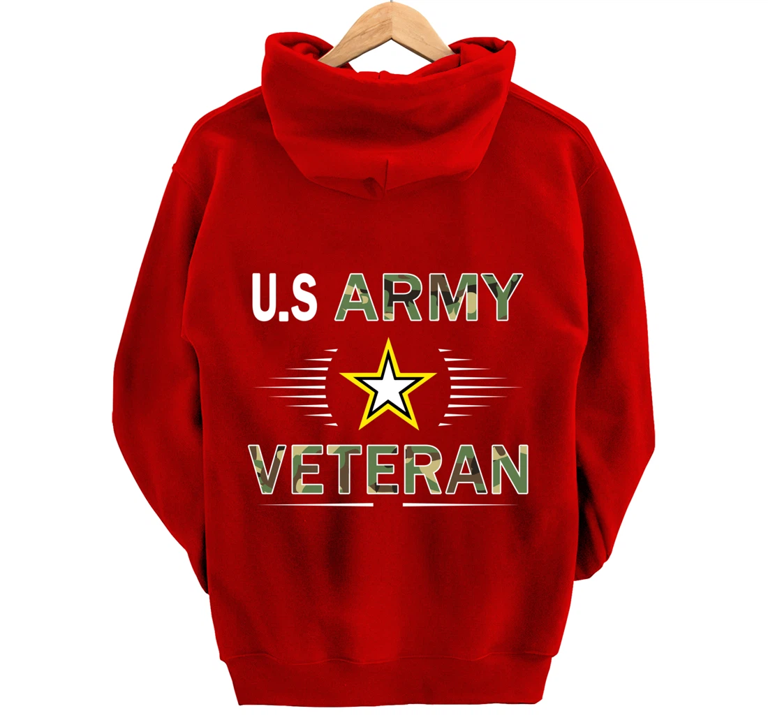 Proud Army Veteran-US Veterans Day Shirt-US Army Veteran Pullover Hoodie