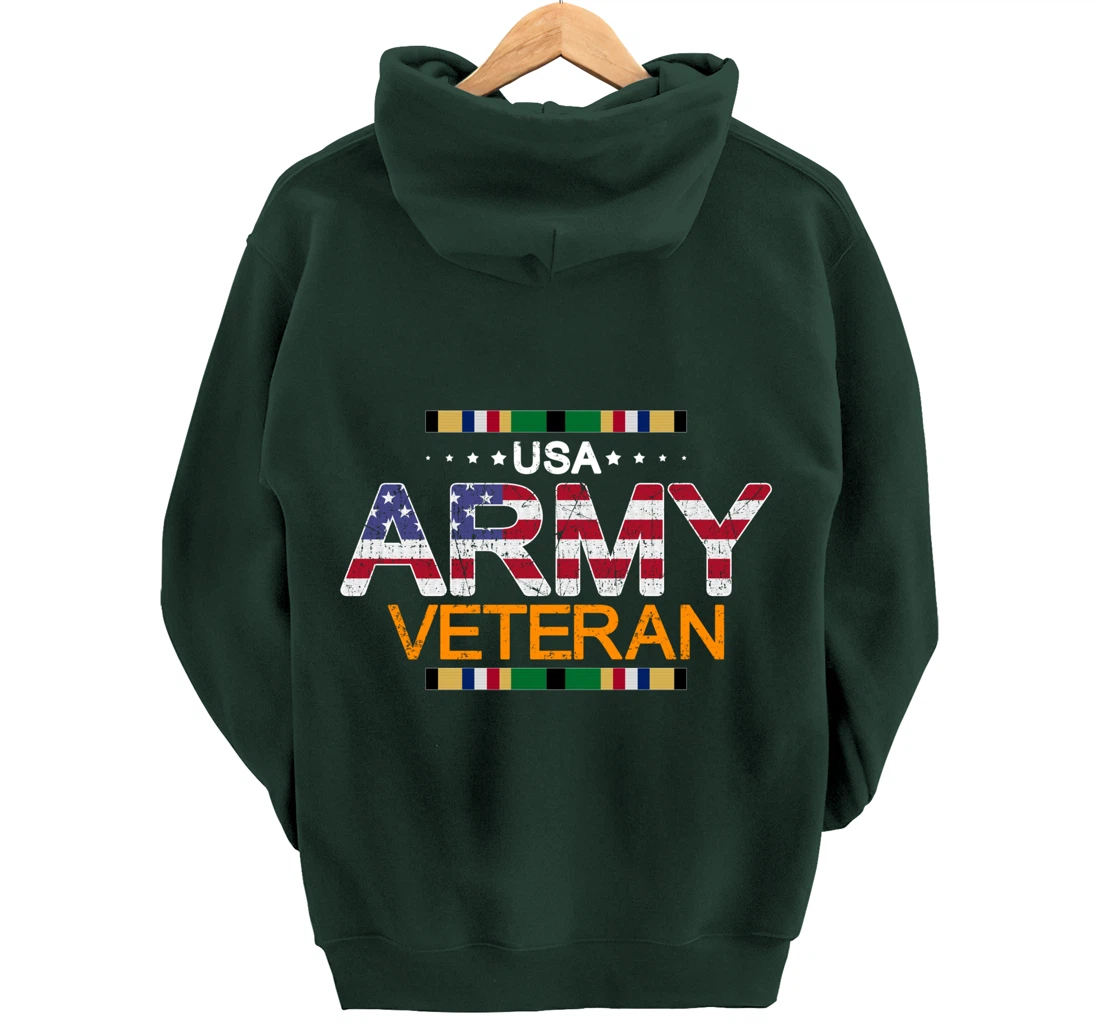 Proud Army Veteran-US Veterans Day Shirt-US Army Veteran Pullover Hoodie