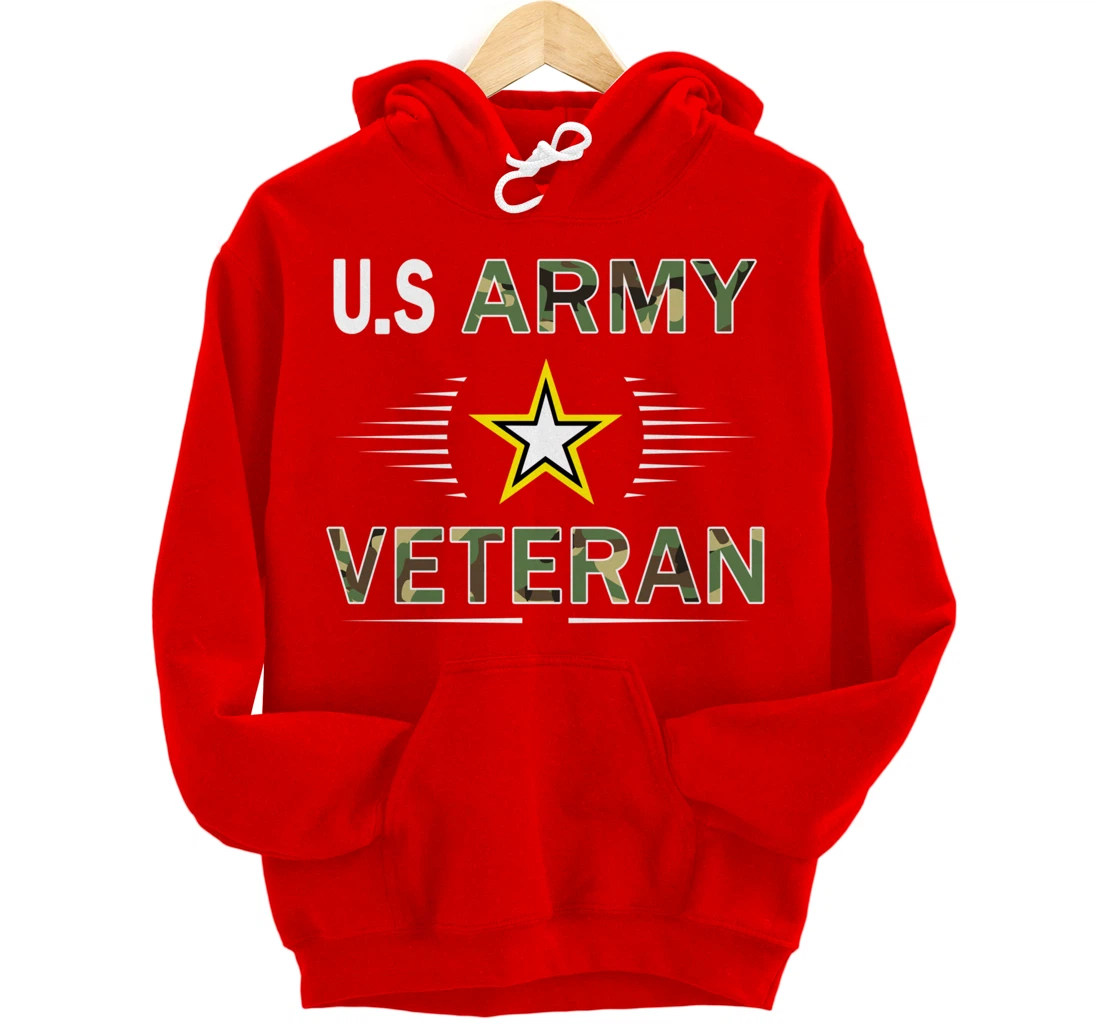 Proud Army Veteran-US Veterans Day Shirt-US Army Veteran Pullover Hoodie