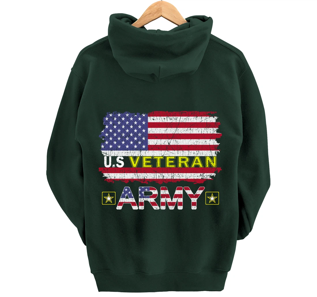 Proud Army Veteran-US Veterans Day Shirt-US Army Veteran Pullover Hoodie