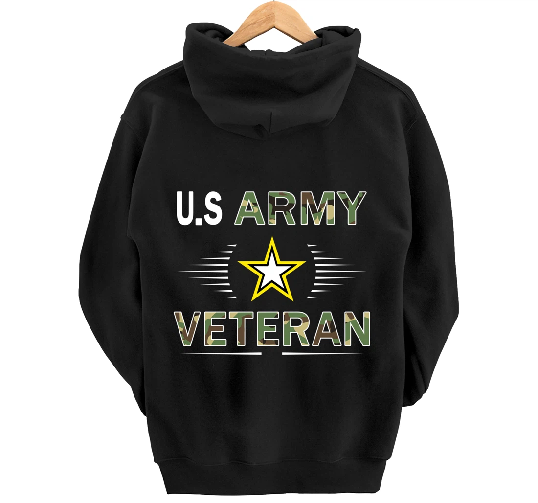Proud Army Veteran-US Veterans Day Shirt-US Army Veteran Pullover Hoodie