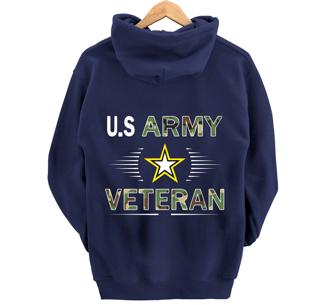 Proud Army Veteran-US Veterans Day Shirt-US Army Veteran Pullover Hoodie