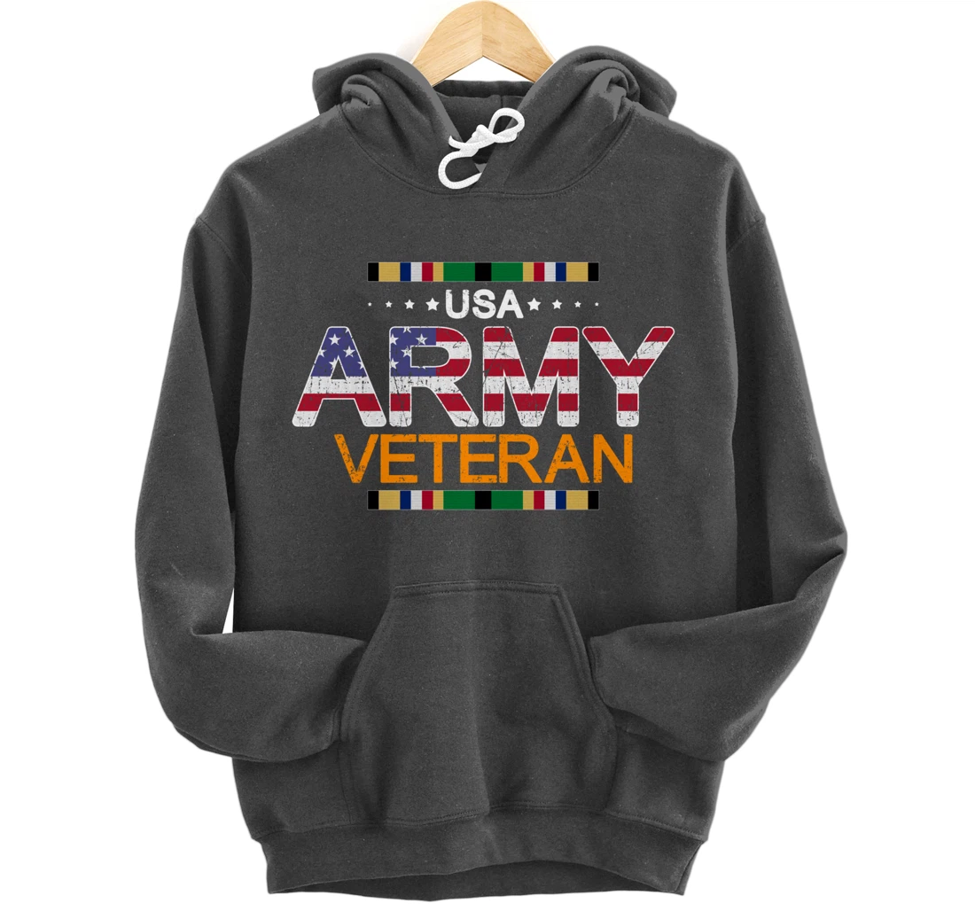 Proud Army Veteran-US Veterans Day Shirt-US Army Veteran Pullover Hoodie