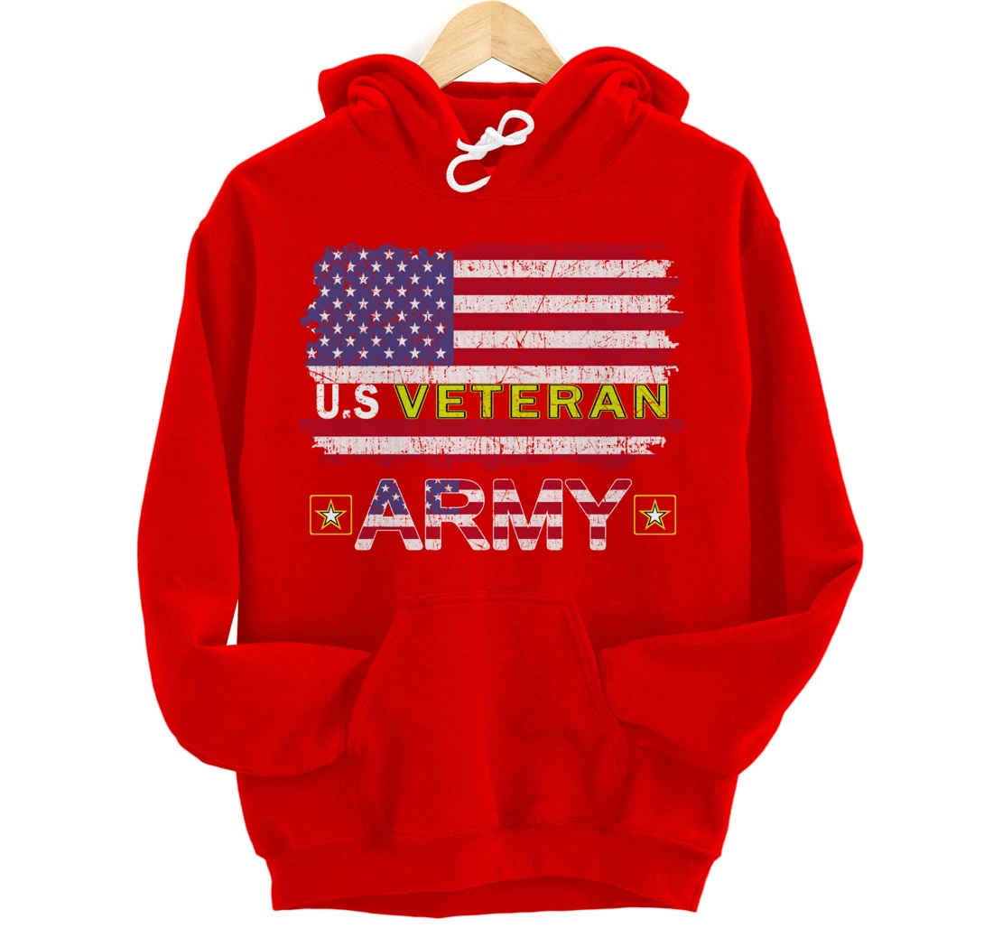 Proud Army Veteran-US Veterans Day Shirt-US Army Veteran Pullover Hoodie