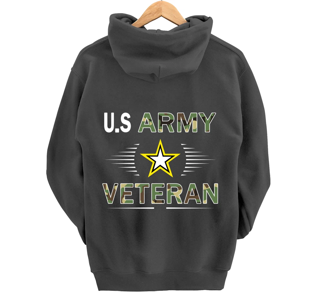 Proud Army Veteran-US Veterans Day Shirt-US Army Veteran Pullover Hoodie