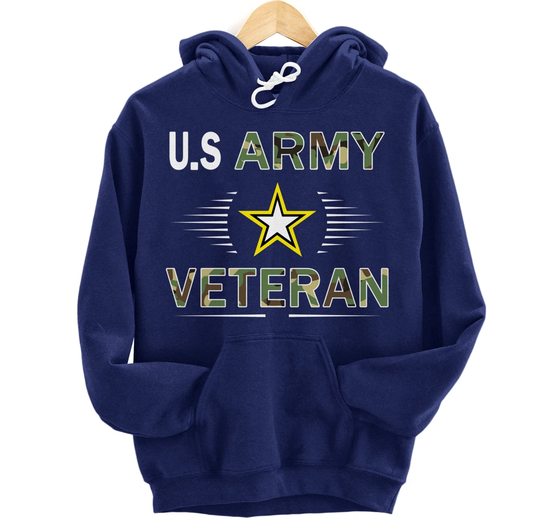 Proud Army Veteran-US Veterans Day Shirt-US Army Veteran Pullover Hoodie