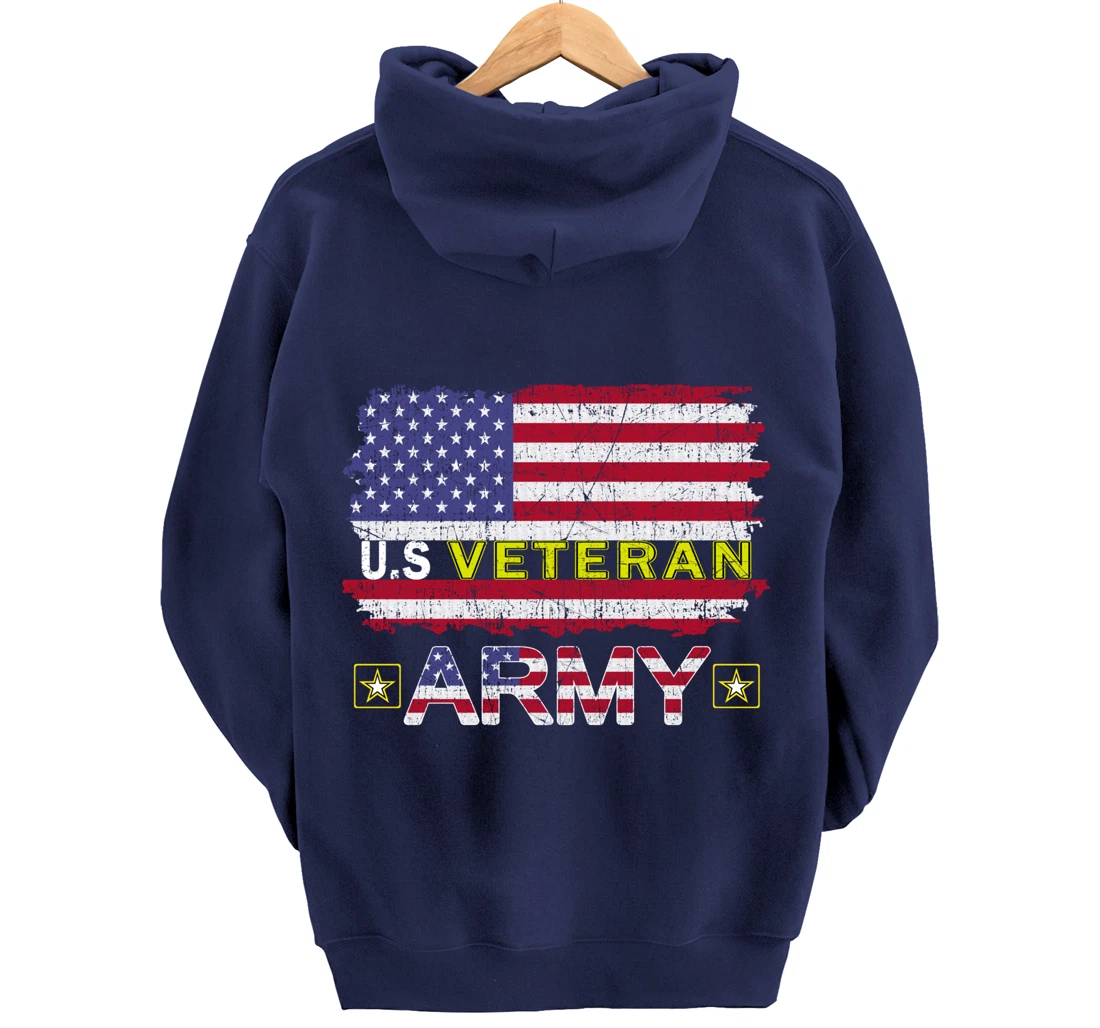 Proud Army Veteran-US Veterans Day Shirt-US Army Veteran Pullover Hoodie