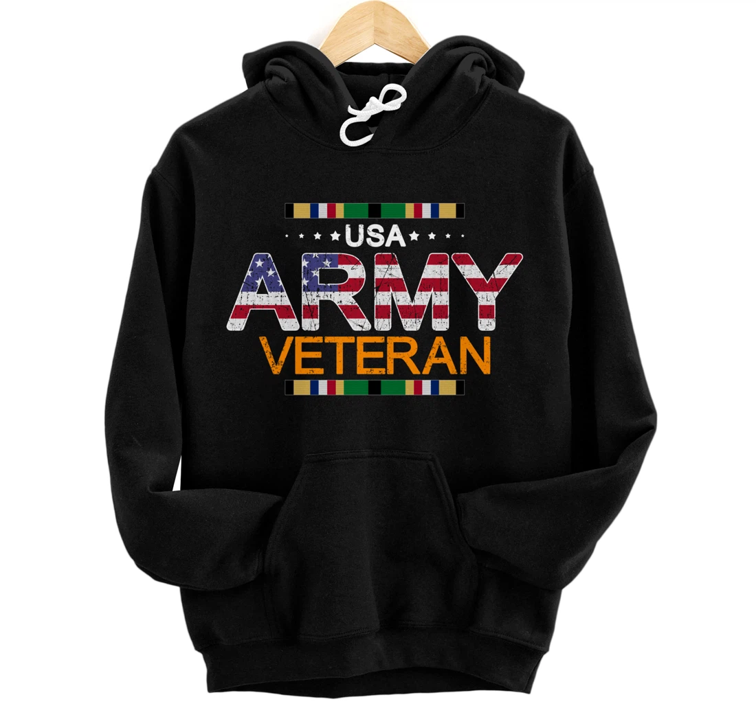 Proud Army Veteran-US Veterans Day Shirt-US Army Veteran Pullover Hoodie