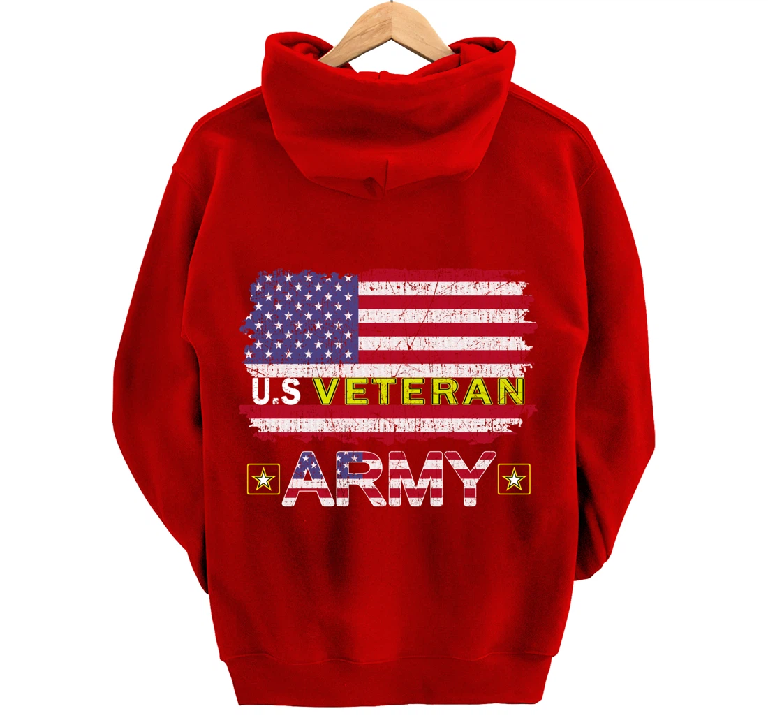 Proud Army Veteran-US Veterans Day Shirt-US Army Veteran Pullover Hoodie