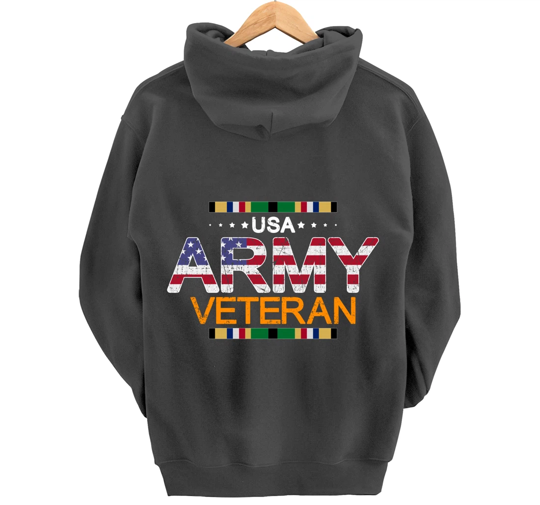 Proud Army Veteran-US Veterans Day Shirt-US Army Veteran Pullover Hoodie