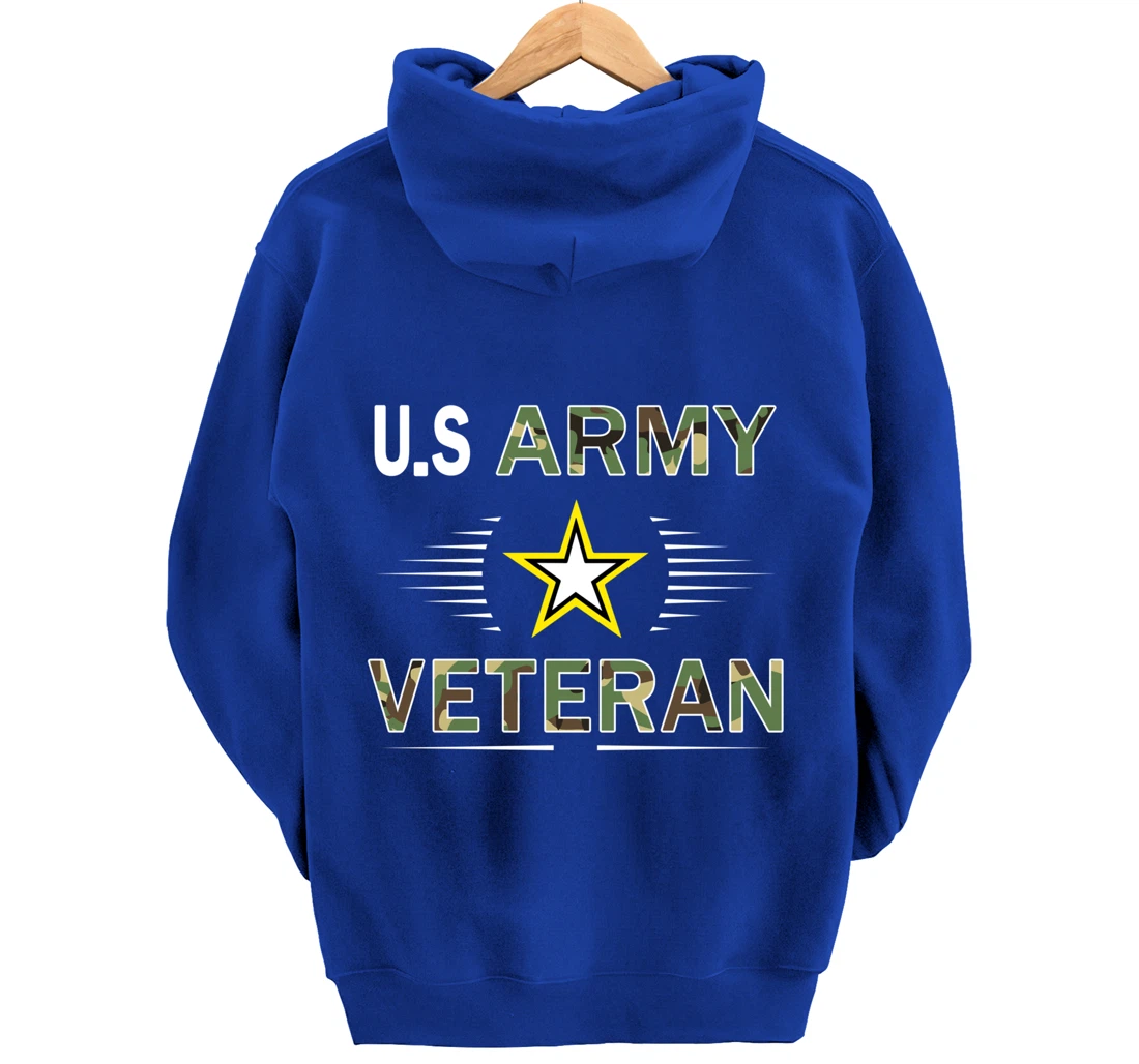 Proud Army Veteran-US Veterans Day Shirt-US Army Veteran Pullover Hoodie
