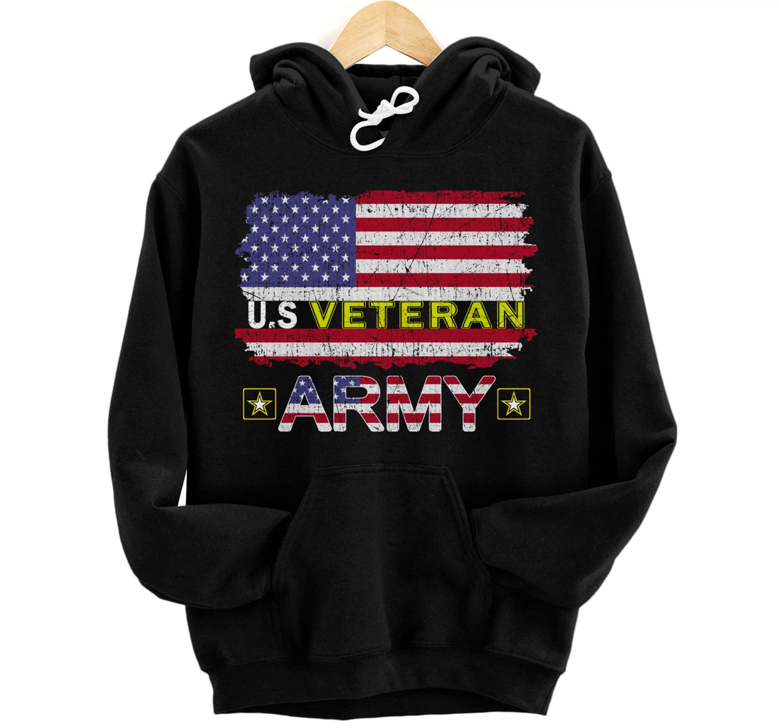 Proud Army Veteran-US Veterans Day Shirt-US Army Veteran Pullover Hoodie