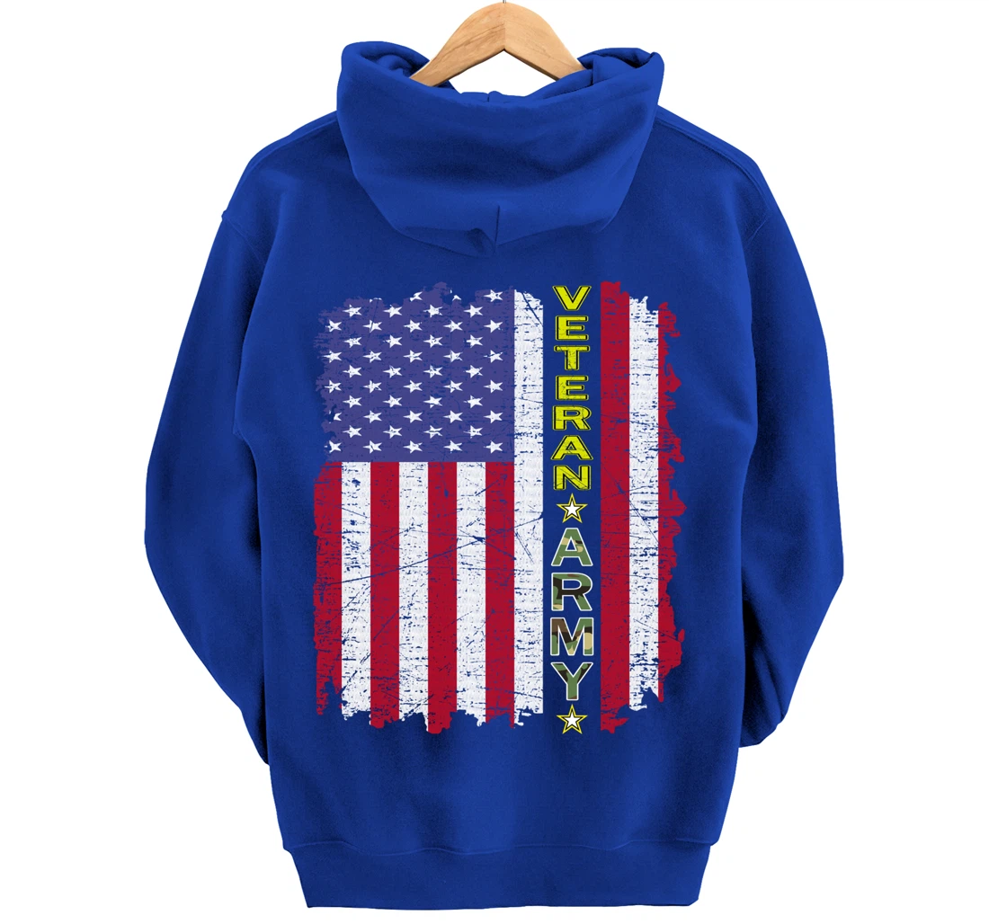 Proud Army Veteran-US Veterans Day Shirt-US Army Veteran Pullover Hoodie
