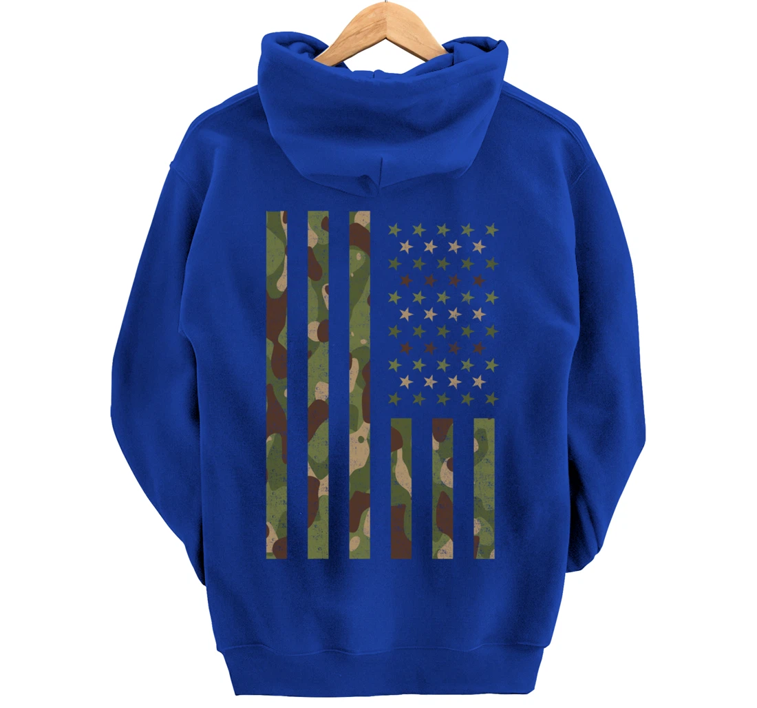 American Flag - USA Flag - Military - Veteran - Camouflage Pullover Hoodie