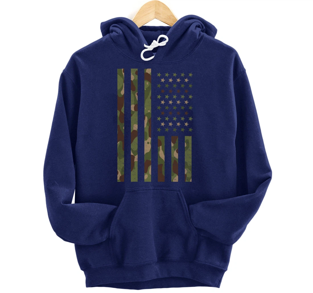 American Flag - USA Flag - Military - Veteran - Camouflage Pullover Hoodie