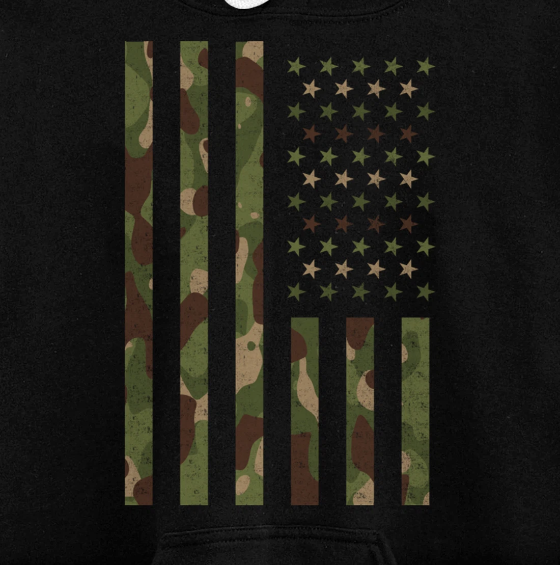 American Flag - USA Flag - Military - Veteran - Camouflage Pullover Hoodie