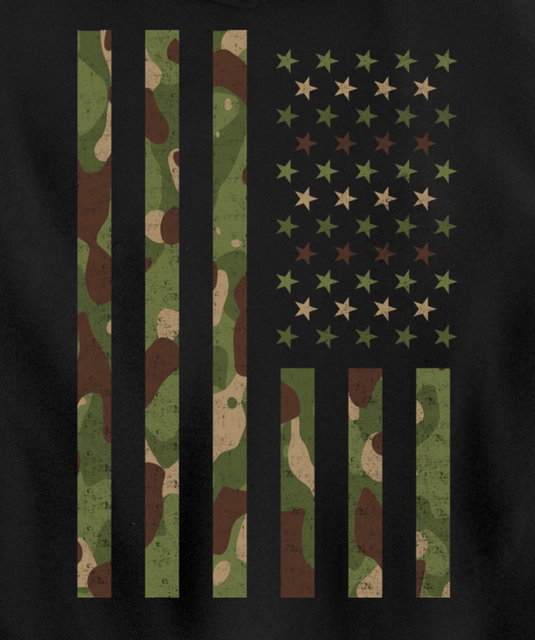 American Flag - USA Flag - Military - Veteran - Camouflage Pullover Hoodie