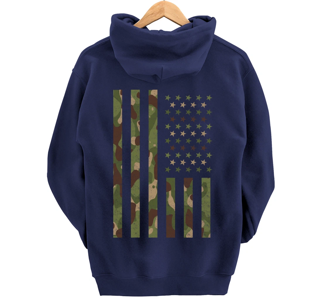 American Flag - USA Flag - Military - Veteran - Camouflage Pullover Hoodie