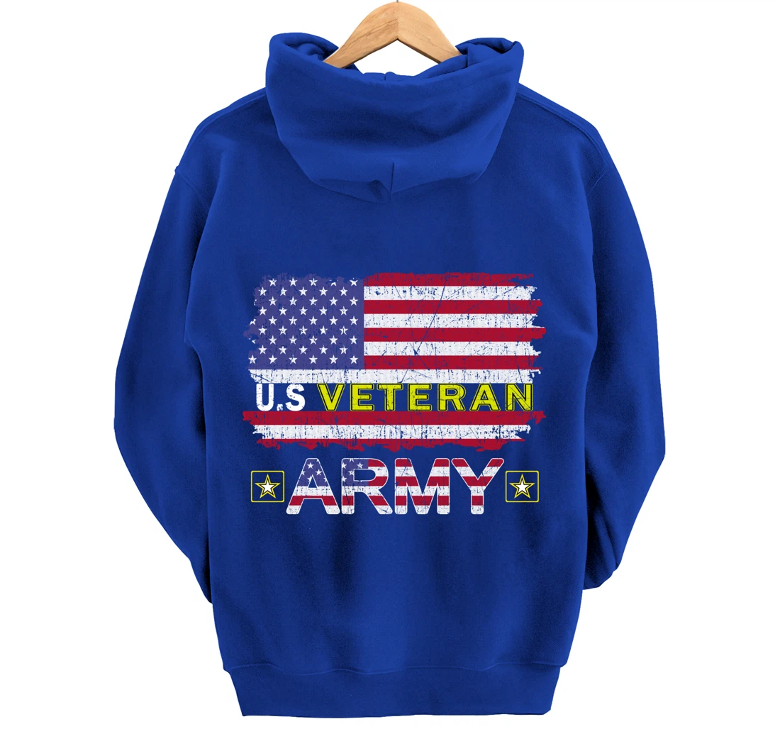 Proud Army Veteran-US Veterans Day Shirt-US Army Veteran Pullover Hoodie