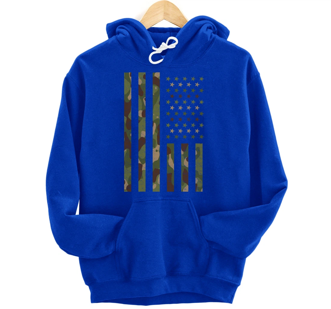 American Flag - USA Flag - Military - Veteran - Camouflage Pullover Hoodie