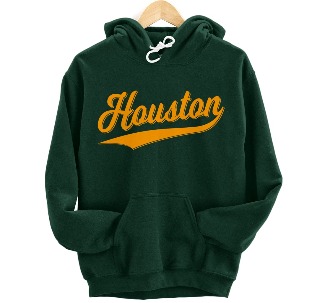 HOUSTON SPORTS SCRIPT CURSIVE CLASSIC TEXAS FLAG SWOOSH Pullover Hoodie