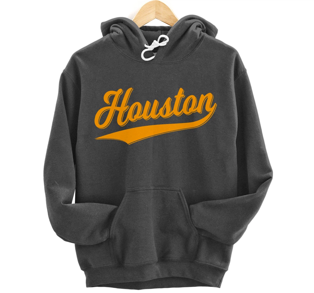 HOUSTON SPORTS SCRIPT CURSIVE CLASSIC TEXAS FLAG SWOOSH Pullover Hoodie
