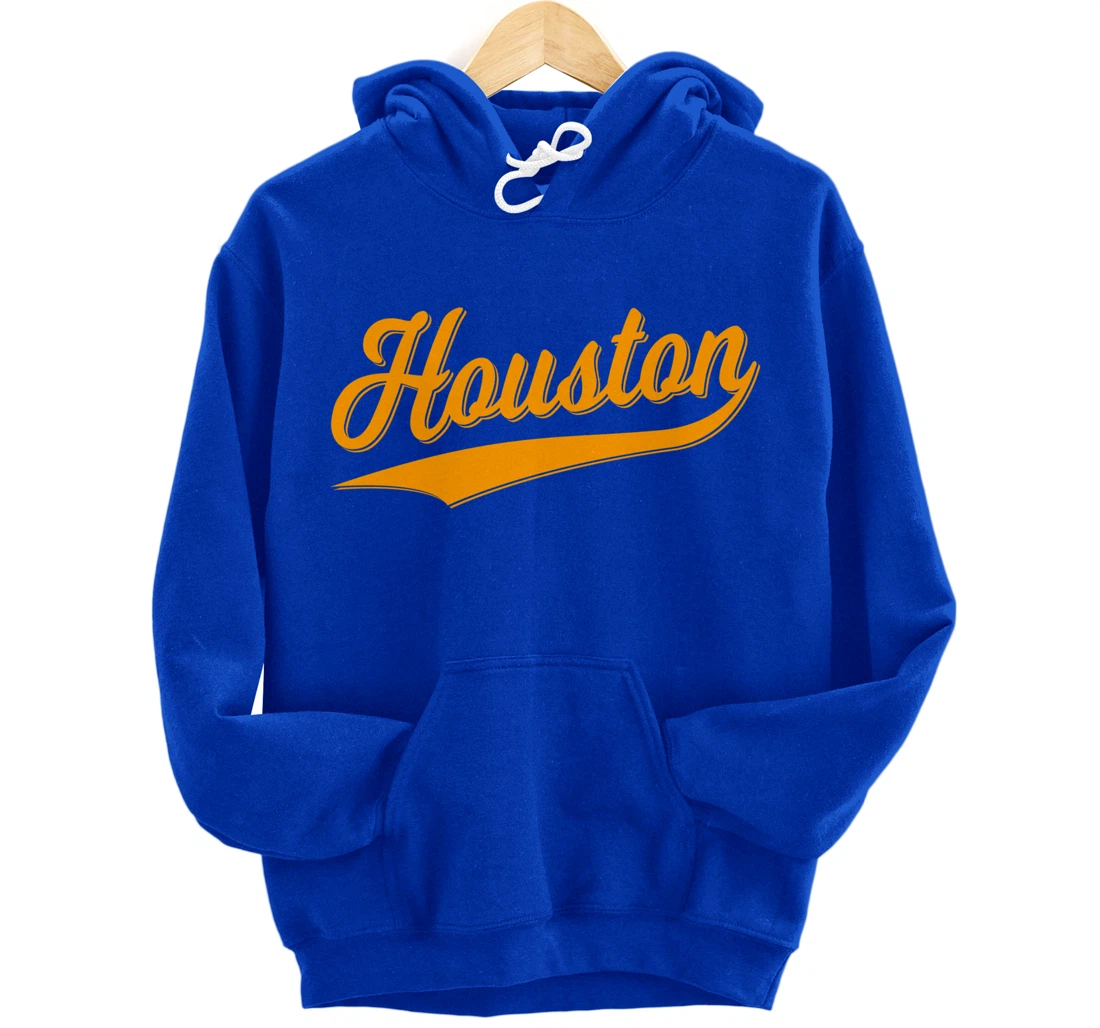 HOUSTON SPORTS SCRIPT CURSIVE CLASSIC TEXAS FLAG SWOOSH Pullover Hoodie