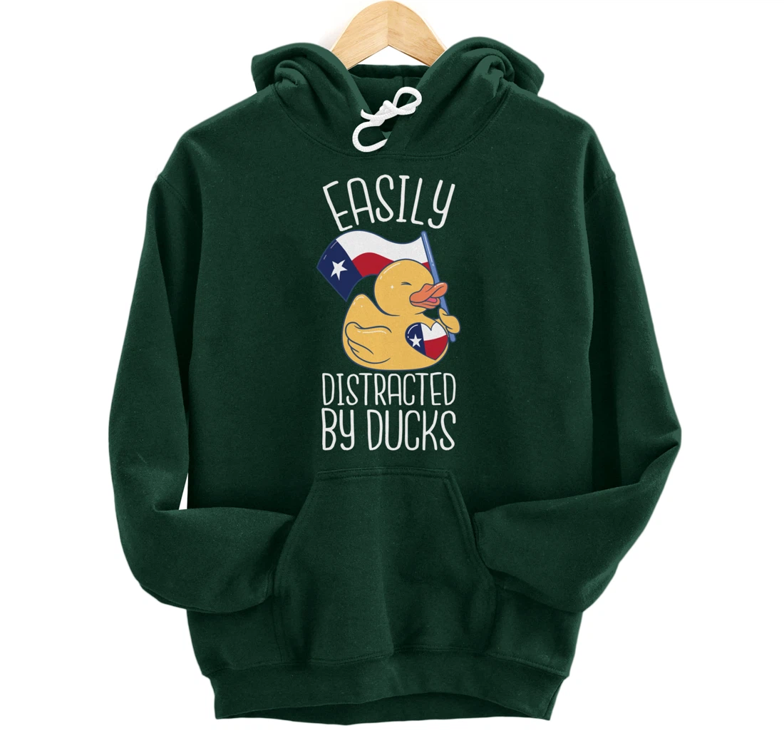 Easily Distracted By Ducks Texas Flag Bird Dallas Austin Tx Pullover Hoodie
