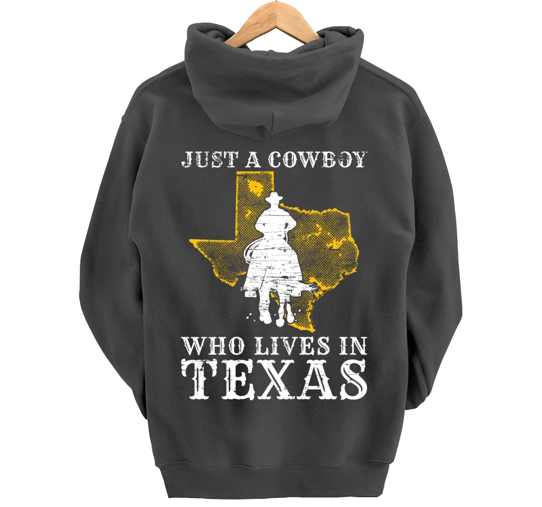 US State Patriotic Texan Cowboy Men Boys Patriotic Texas Pullover Hoodie