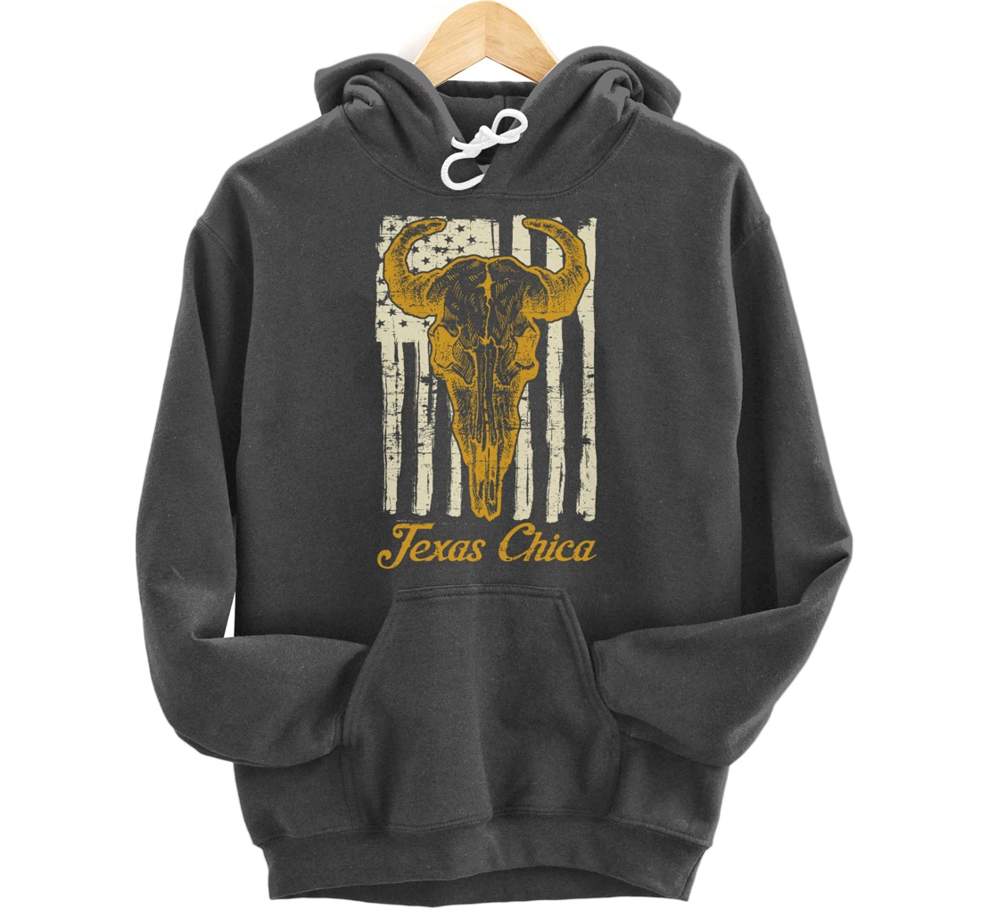 USA Flag Texas Chica Women Girls Proud Texan US State Texas Pullover Hoodie