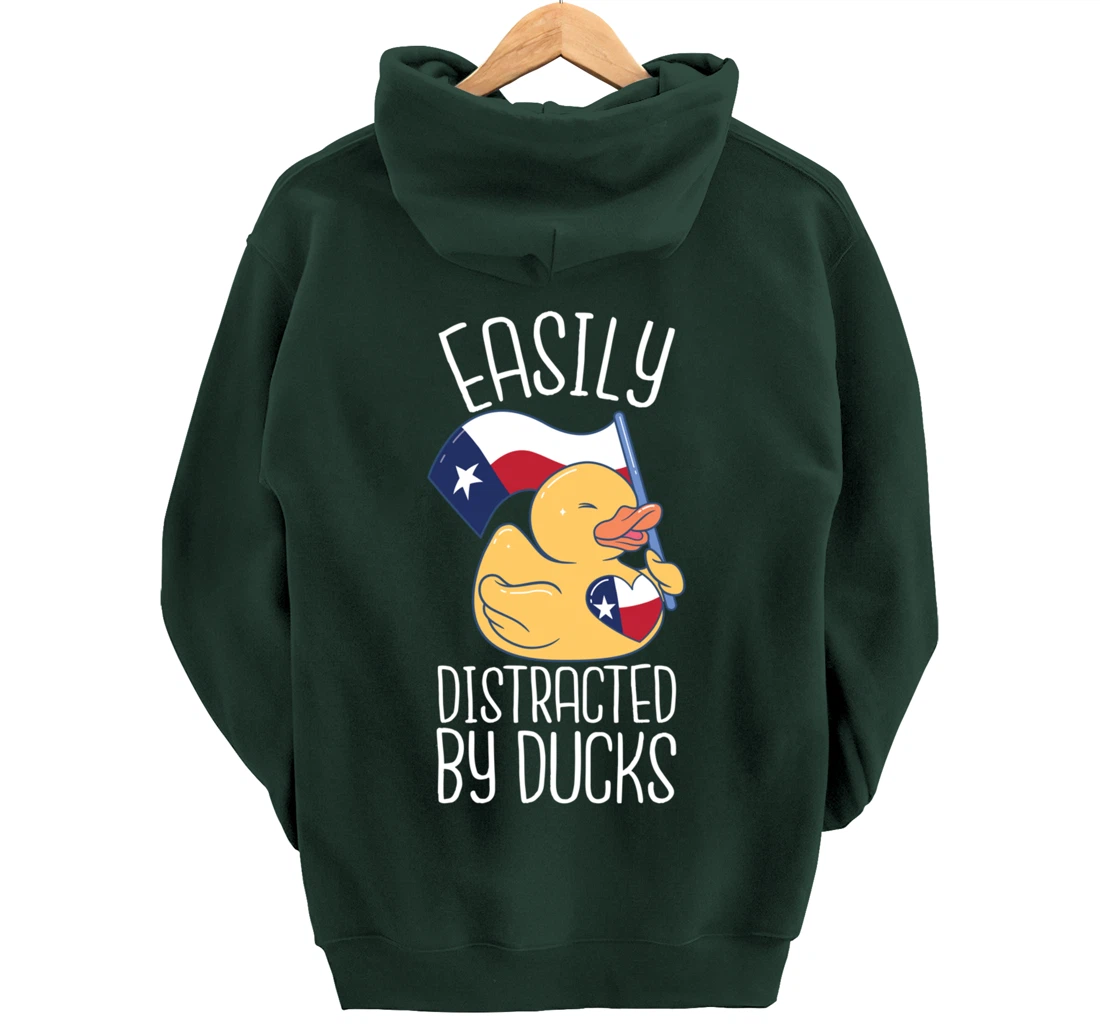 Easily Distracted By Ducks Texas Flag Bird Dallas Austin Tx Pullover Hoodie