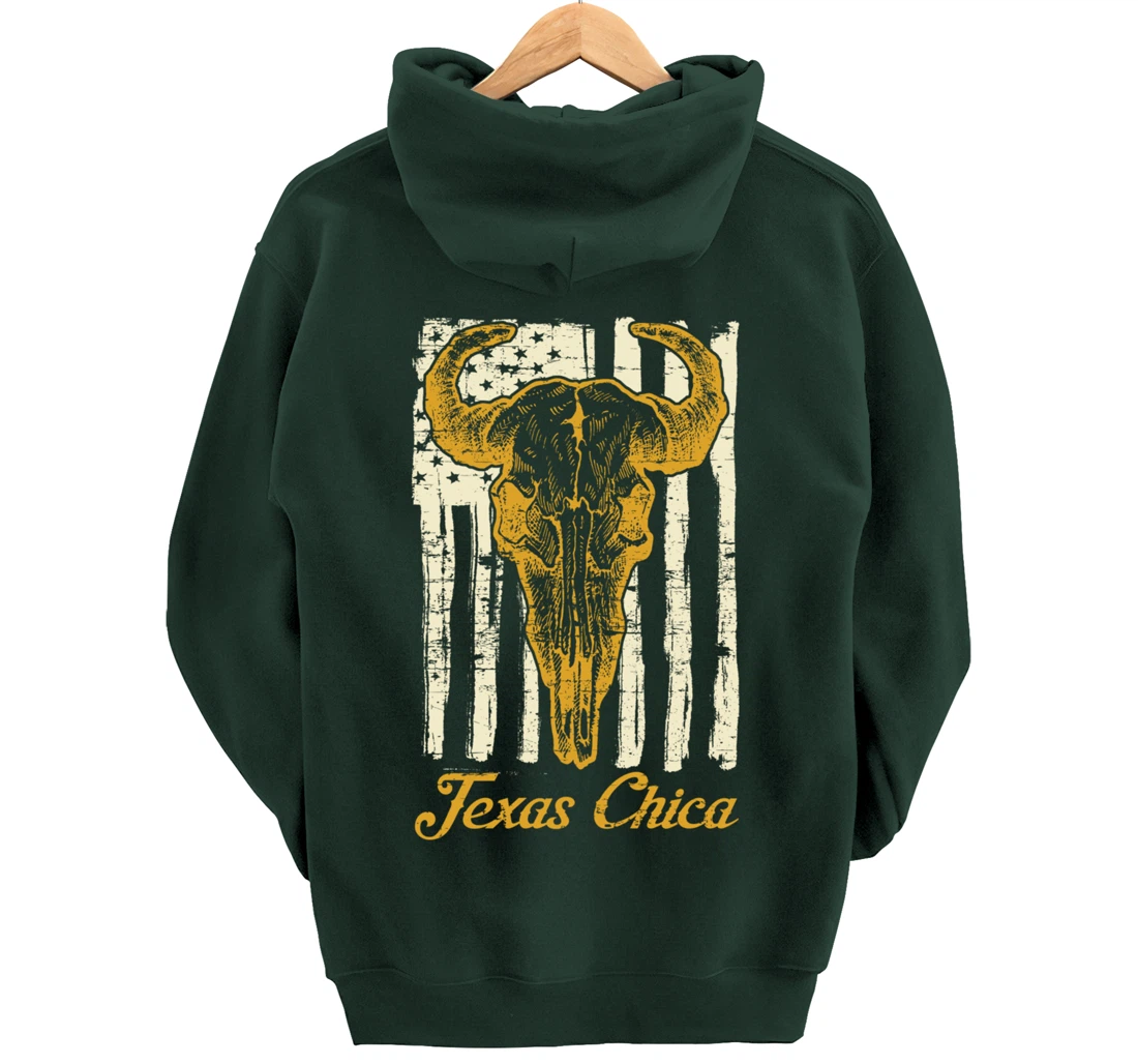 USA Flag Texas Chica Women Girls Proud Texan US State Texas Pullover Hoodie