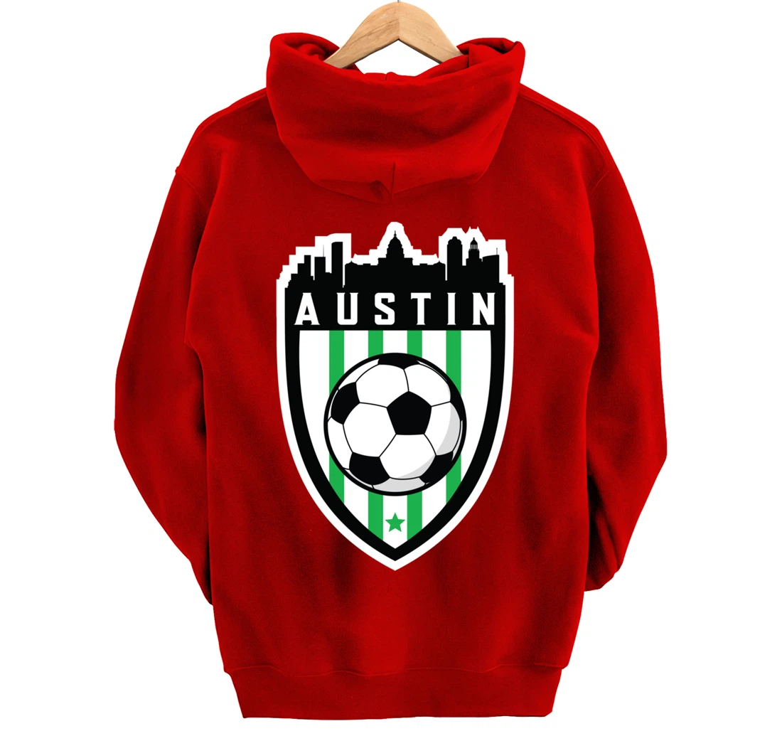 Austin Texas Soccer City Skyline Futbol Club Match Day Fan Pullover Hoodie