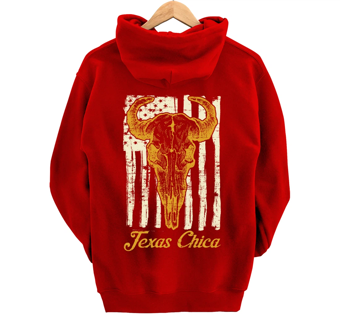 USA Flag Texas Chica Women Girls Proud Texan US State Texas Pullover Hoodie