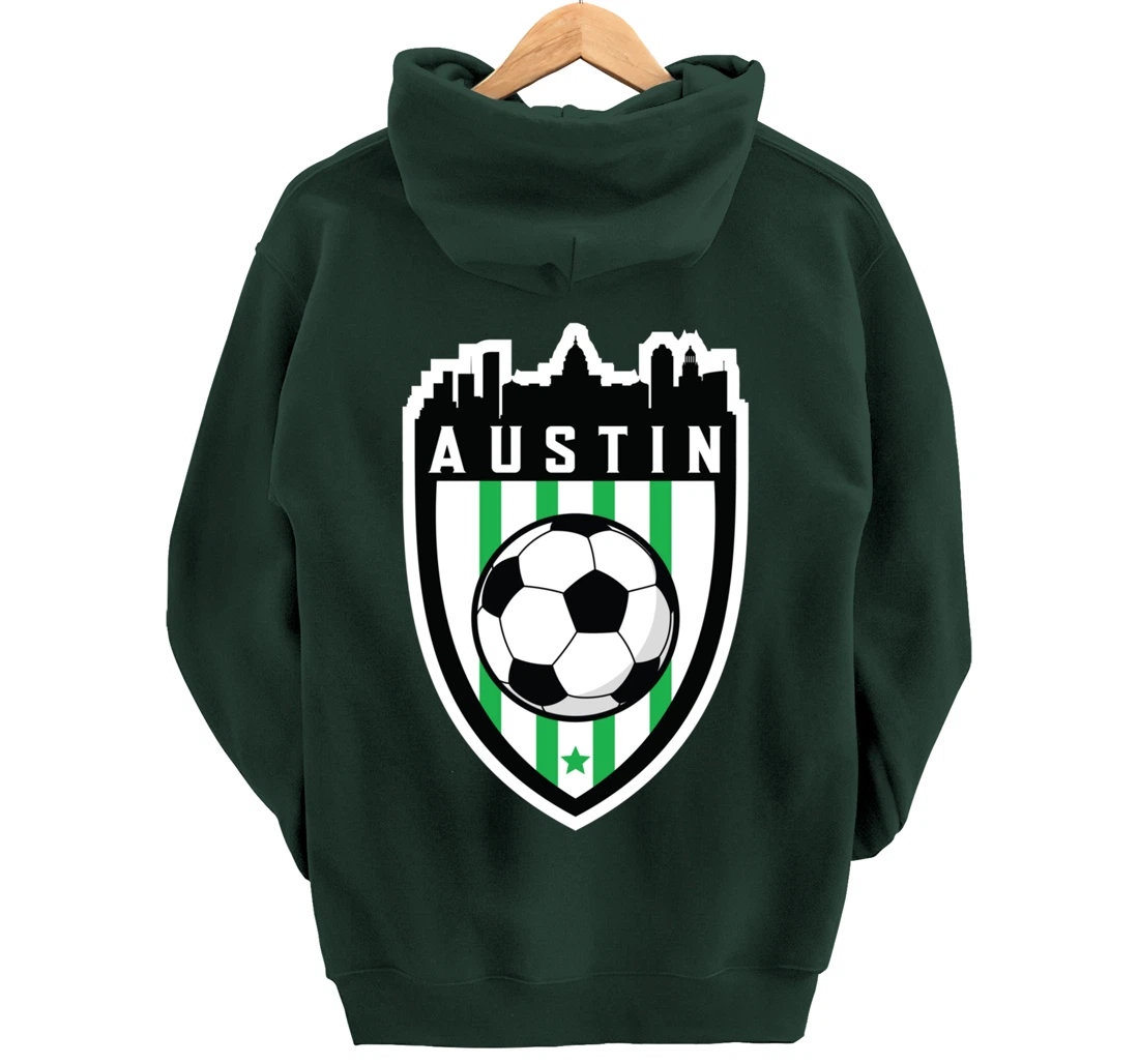 Austin Texas Soccer City Skyline Futbol Club Match Day Fan Pullover Hoodie