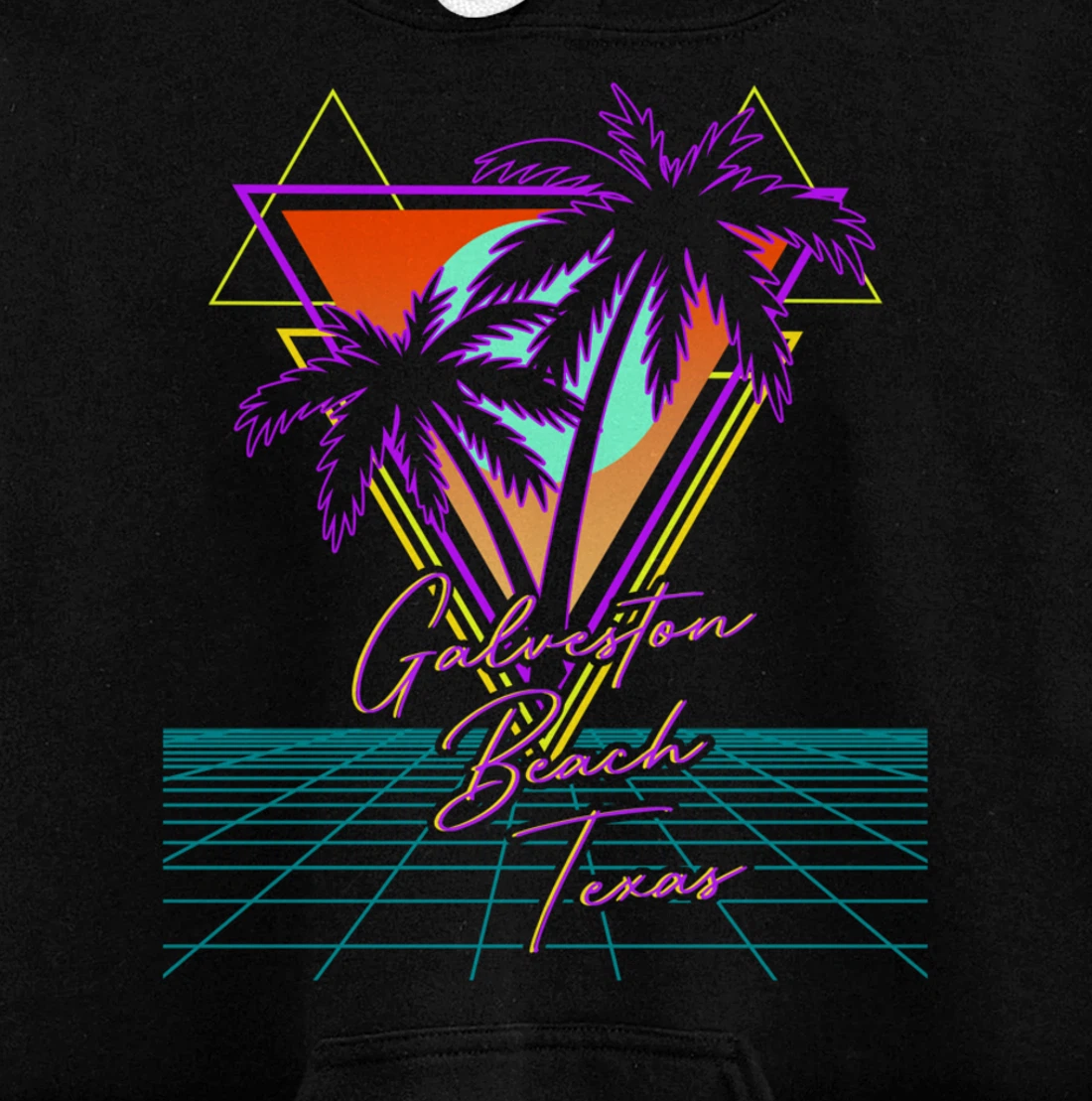 GALVESTON BEACH TEXAS Trip Retro 80s Vaporwave Aesthetic Pullover Hoodie