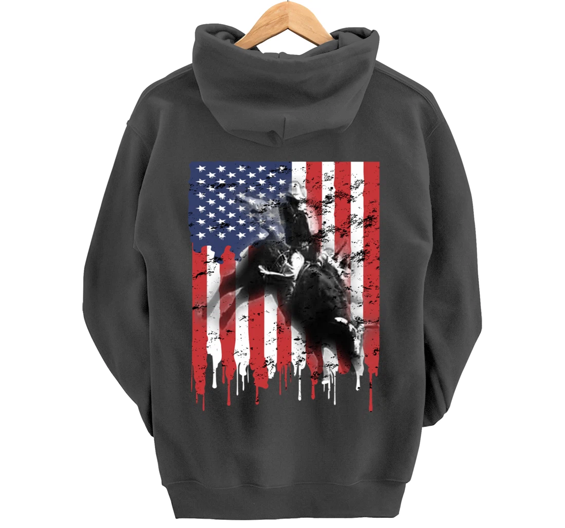 Bull-Riding For Men Texas Ranch Rider Cowboy Patriotic Pullover Hoodie