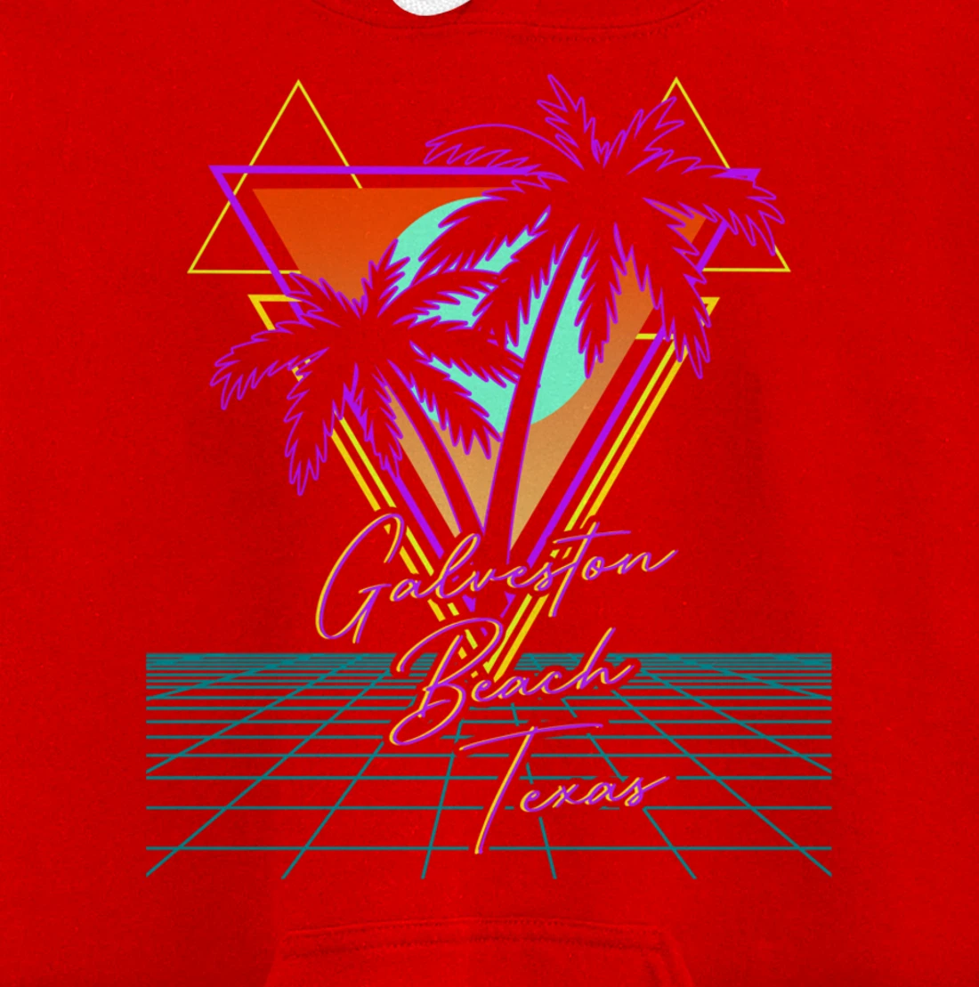 GALVESTON BEACH TEXAS Trip Retro 80s Vaporwave Aesthetic Pullover Hoodie
