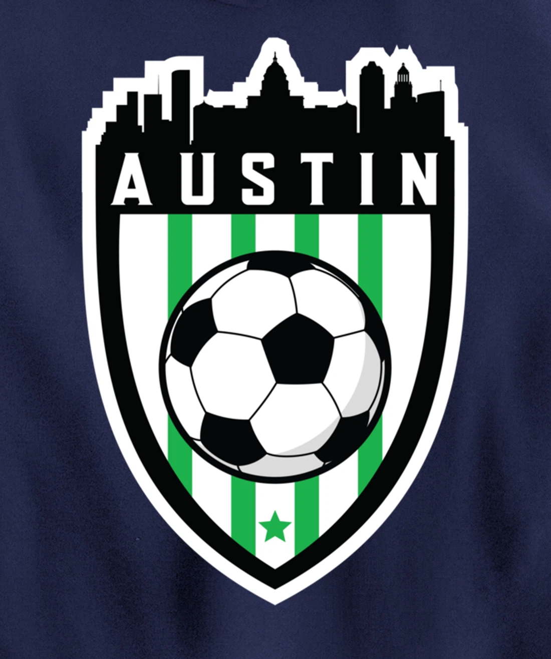 Austin Texas Soccer City Skyline Futbol Club Match Day Fan Pullover Hoodie