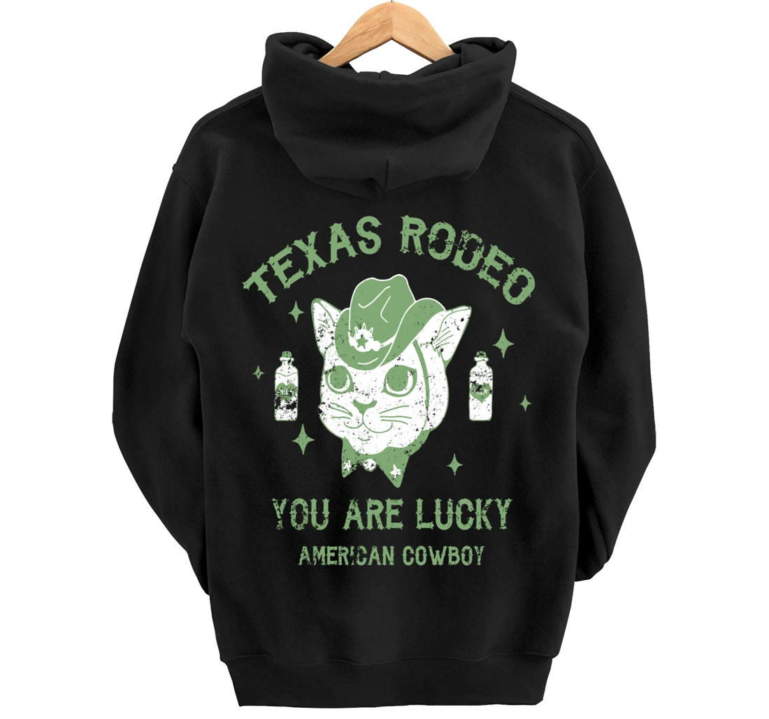 Texas Rodeo Cowboy Cat Modern Fashion Art Pullover Hoodie