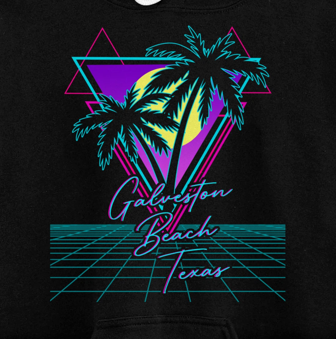 GALVESTON BEACH TEXAS Trip Retro 80s Vaporwave Aesthetic Pullover Hoodie