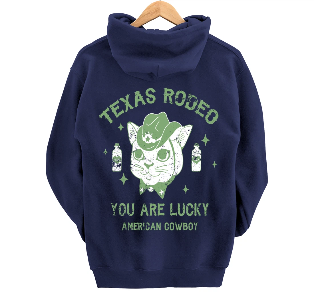 Texas Rodeo Cowboy Cat Modern Fashion Art Pullover Hoodie