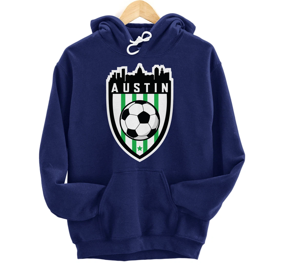 Austin Texas Soccer City Skyline Futbol Club Match Day Fan Pullover Hoodie