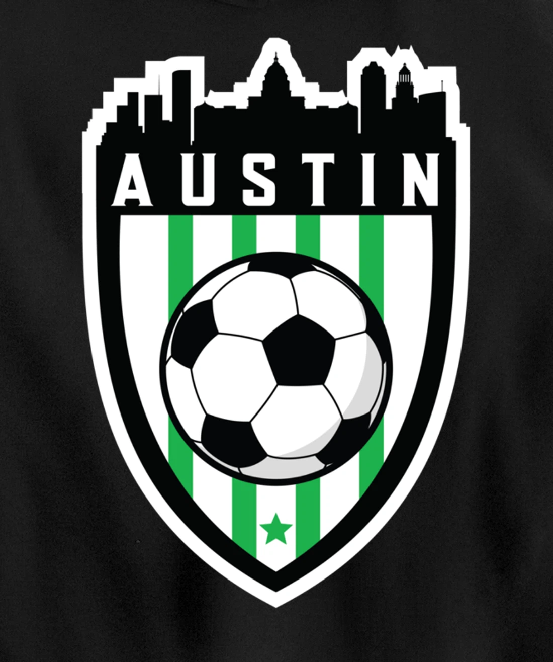 Austin Texas Soccer City Skyline Futbol Club Match Day Fan Pullover Hoodie