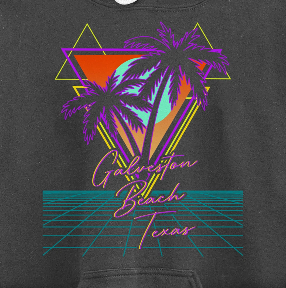 GALVESTON BEACH TEXAS Trip Retro 80s Vaporwave Aesthetic Pullover Hoodie